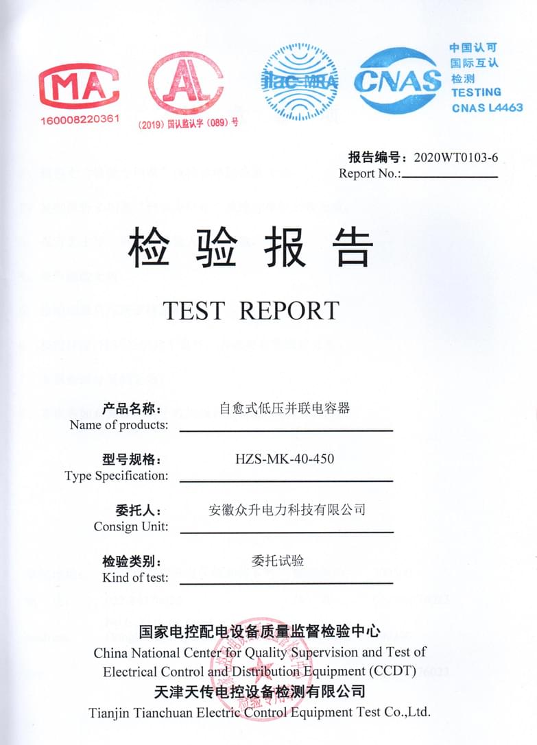 自愈式低壓并聯(lián)電容器檢驗報告--大圖